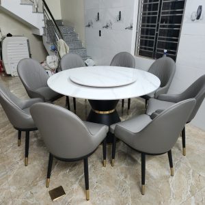 Bàn Ăn Tròn Xoay Mặt Đá D130