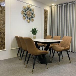 Bộ Bàn Ăn Mặt Đá 6 Ghế Loft Chân X