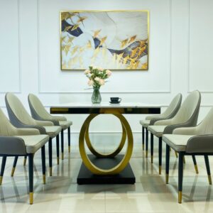 Bộ Bàn Ăn Đá Cẩm Thạch DOUBLE Q 6 Ghế Monet