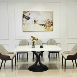 Bộ Bàn Ăn 6 Ghế Monet Chân Chanel