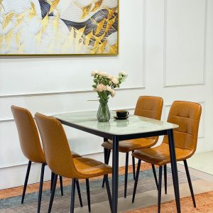 Bộ Bàn Ăn Mặt Đá 4 Ghế Caro Nhập Khẩu - BA4CR