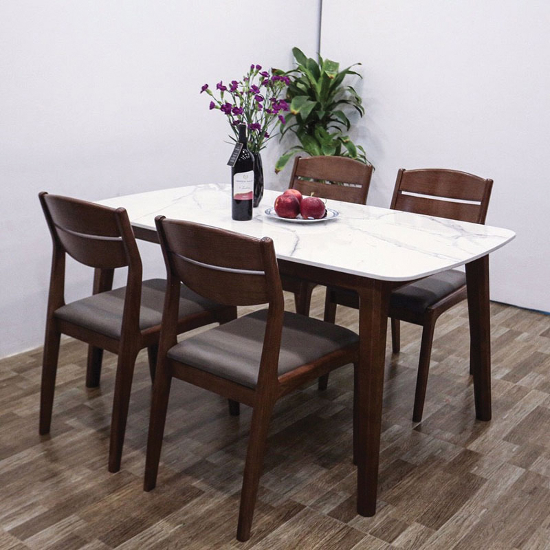 Bộ Bàn Ăn Gỗ Sồi 4 Ghế 2 Lan